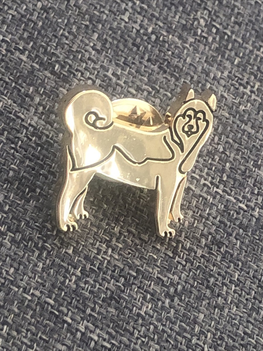 BURBERRY Dog HUSKY PIN BADGE Brooch Broach *RARE New Gold  display picture 2