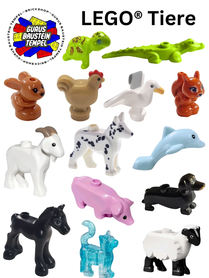Lego® Tiere Tier Hund Katze Eule Maus Kuh Pferd Vogel Huhn Taube Schwein Schaf - Bild 1 von 1