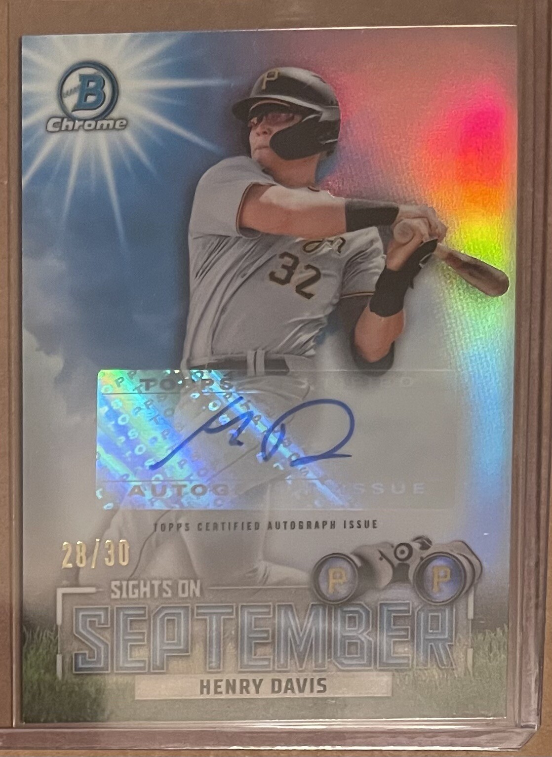 2023 Bowman Chrome HENRY DAVIS Sights on September Auto /30 Pirates SOS-18 SP