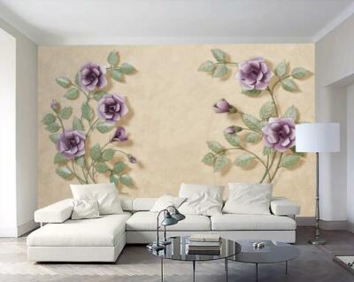 3D Purple Flower ZHUA5115 Wallpaper Wall Murals Removable Self-adhesive Zoe