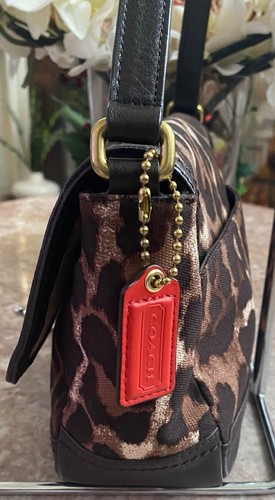 Coach Park Ocelot Brown Leopard Flap Turn-lock Crossbody Bag F24103 EUC! $239 - Picture 4 of 8
