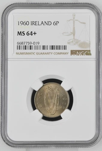 Ireland 6 Pence 1960 NGC MS 64+