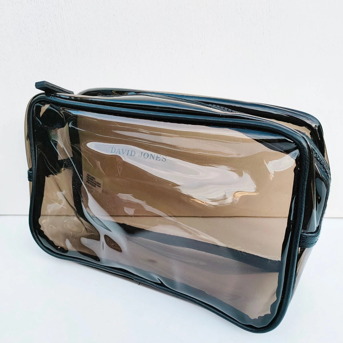 David Jones Clear Black See Through Large Makeup Cosmetics Bag