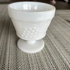 Vintage Fenton Indiana Milk Glass Footed Dessert Cup Grape Vine