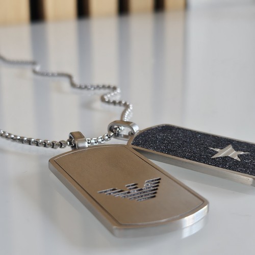 Emporio Armani Kette EGS2675040 Dog Tag Herren Edelstahl Anhänger NEU OVP - Bild 13 von 17