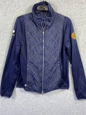 Horze Jacket Womens 10 Navy Crescendo Cadence Quilted Equestrian Riding Full Zip