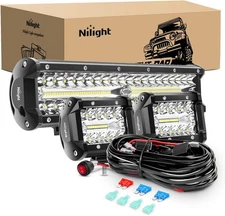 Nilight LED Light Bar Set, 12 Inch 300W Triple Row Spot Flood Combo Work Driving