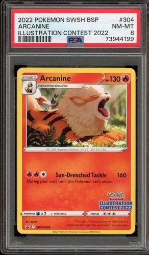 Pokemon Arcanine 2022 Illustration Contest Promo SWSH304 PSA 8