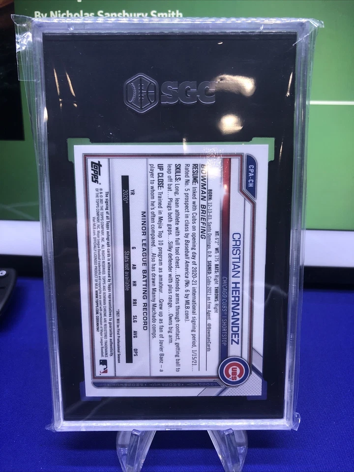 2021 Bowman Chrome Cristian Hernandez Auto Speckle Refractor 1st /299 SGC 9.5/10 - Image 2 of 2