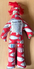 Dammit Doll Stress Reliever 12" Red  with Fish Pattern Gag Gift Therapy