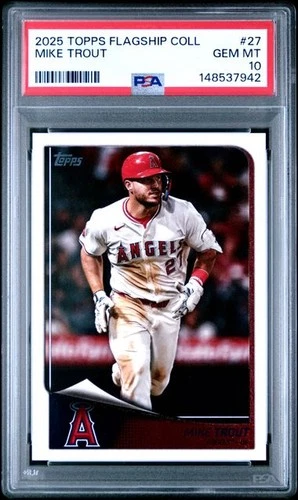 2025 Topps Flagship Collection Mike Trout #27 Los Angeles Angels PSA 10 POP 3