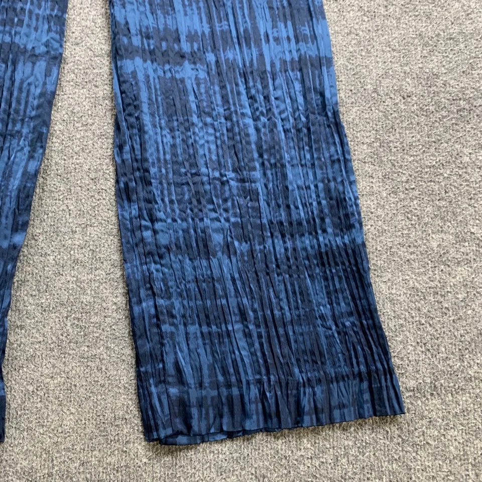 Vince Pants Womens L Large Cadet Navy Crushed Tie Dye Pull On Pleated Wide Legs - Image 3 of 4