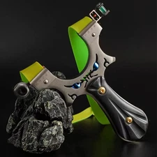 High Velocity Slingshot Stainless Steel Hunting Catapult with Rubber Bands