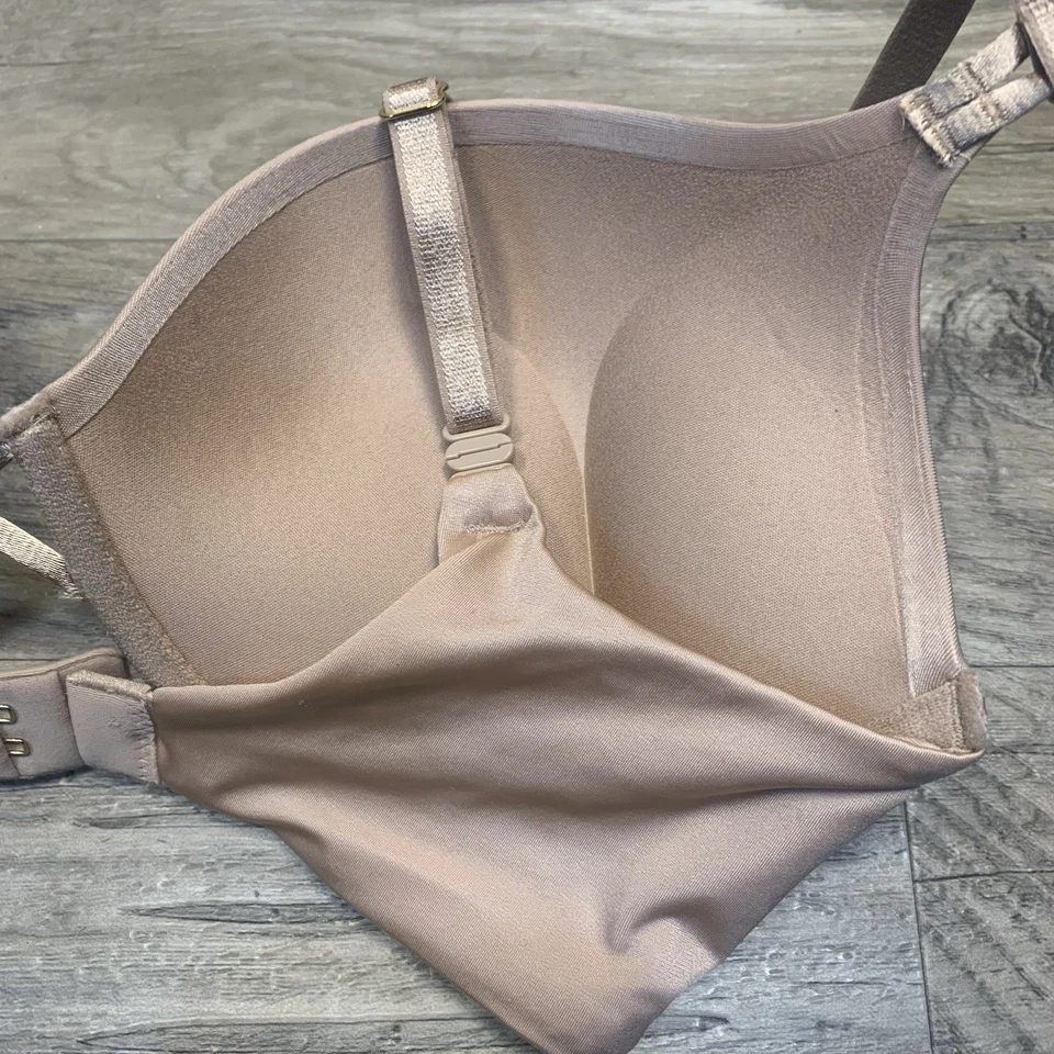 Victoria Secret Satin Bombshell Plunge Bra Nude Super Push Up Size 32 D - Image 4 of 4