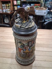Gerz West Germany Beer Stein With Bald Eagle Figural Lid