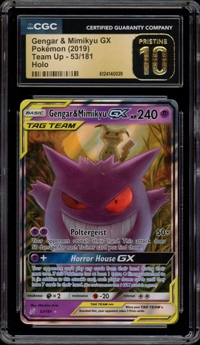Pokemon Gengar & Mimikyu GX Team Up Holo Ultra Rare #53 CGC 10 Pristine