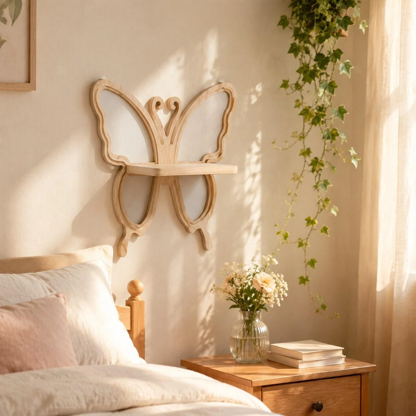 Butterfly Shaped Wall Shelf Boho Home Decor for Farmhouse Living Room Office