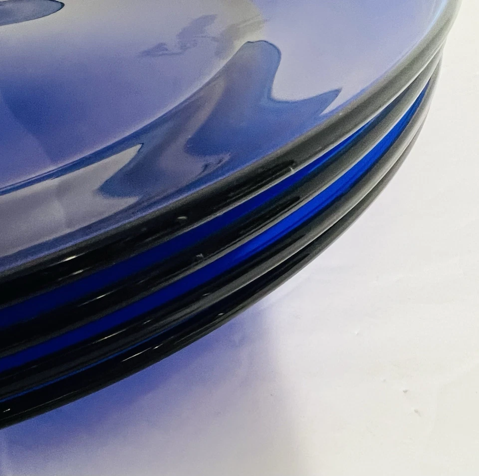 De Colección Juego De 4 Platos Cargador De Vidrio Azul Cobalto 13", Cena, Picar ~ ¡Hermoso! Foto 3 de 4