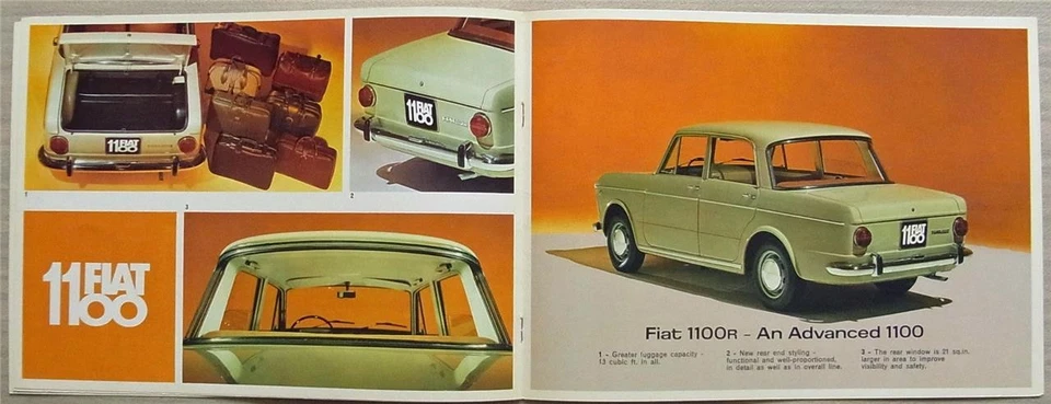 Fiat 1100R Car Sales Brochure c1963 #2392 - Image 3 of 4
