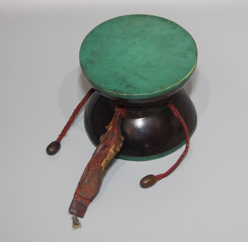 Tibet 18th Century Old Buddhist Wood Silver Vajra Dorje Drum Damaru Tambourine - Picture 4 of 14
