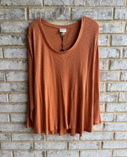 Ava & Viv Long Sleeve Scoop Neck Ribbed Knit Shirt Women's Size 2X