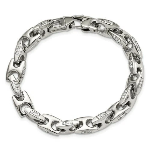 *BRAND NEW* Chisel Stainless Steel Polished with CZ 9 inch Bracelet SRB1787-8 - Image 3 of 4