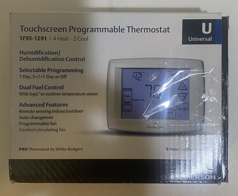 Emerson 1F951291 7Day Touchscreen Thermostat with Humidity Control
