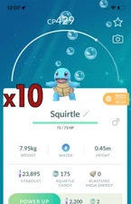 10x Squirtle Pokemon Bundle !! Good Chance of Lucky and Good IVs !! Go