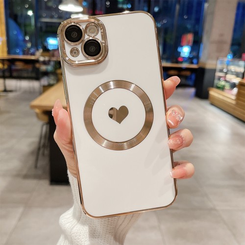 Mag Safe Magnetic Plating Love Heart Case For iPhone 15 Pro Max 14 13 12 11 XS 8 - Picture 20 of 27
