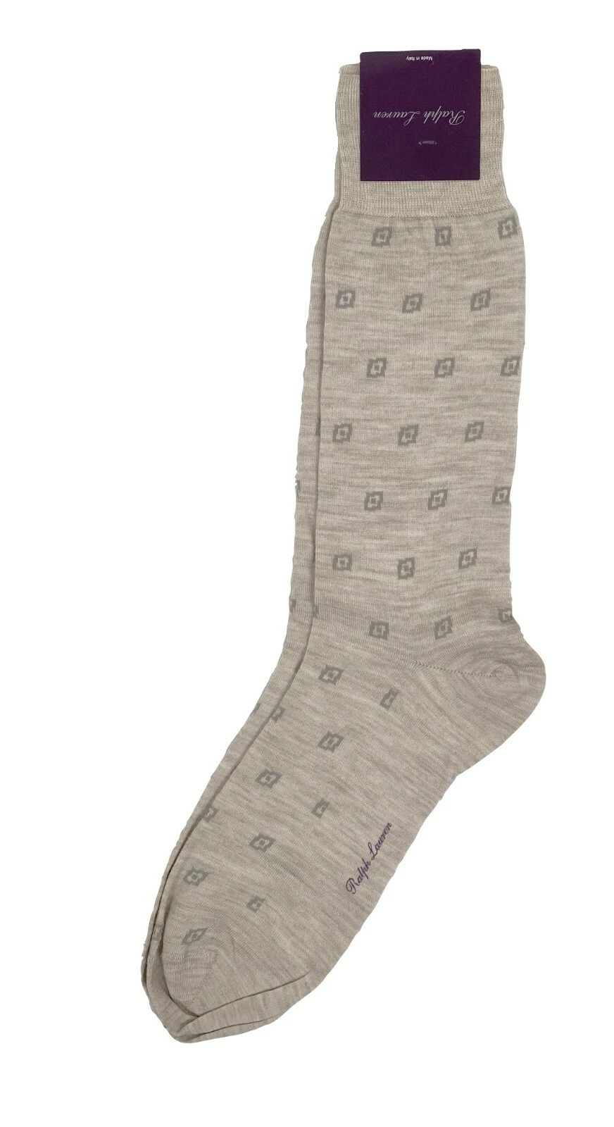 NEW Ralph Lauren Purple Label Dress Socks! Oatmeal Tan Wool Blend Italy