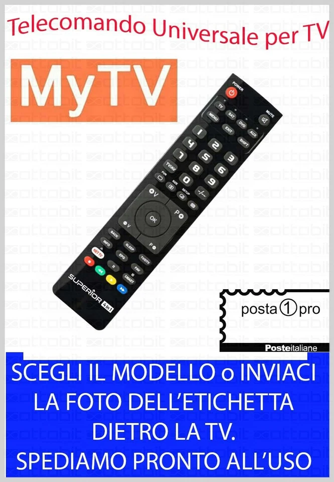 TELECOMANDO UNIVERSALE per TV TELEVISIONE MYTV My TV SCEGLI MODELLO LISTA