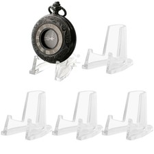 Currency Coin Slab Display Stand Deluxe Easels with 1/2" Shelf, Clear 5 Pack