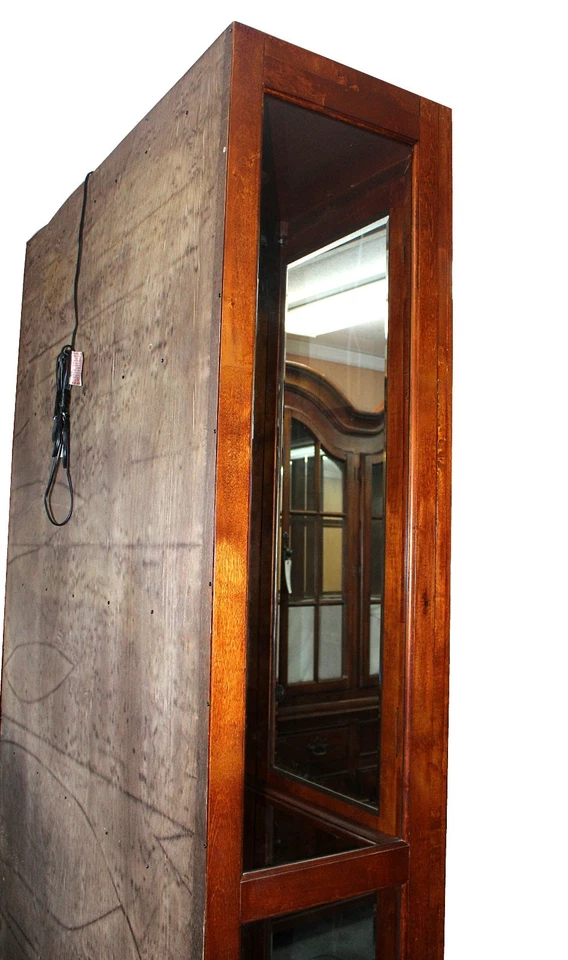 Vitrina contemporánea iluminada de piso a techo de caoba y vidrio Foto 3 de 4