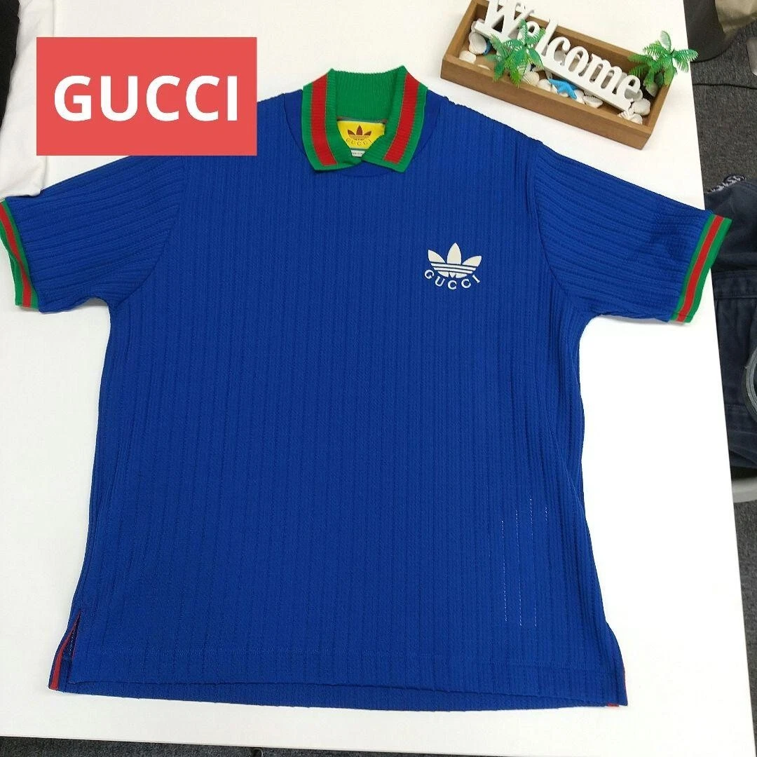 GUCCI x Adidas polo shirt short sleeve knit style used | eBay