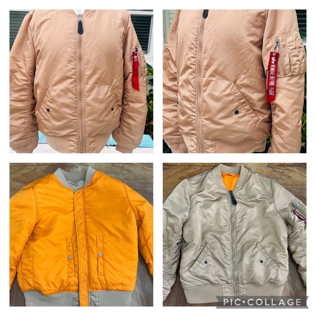 VTG Alpha Industries Men's Reversible MA-1 Khaki Nylon VTG Alpha Industries Men's Reversible MA-1 Khaki Nylon