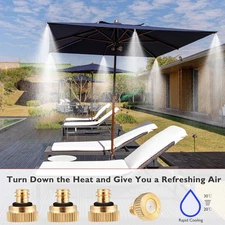 10-Count Brass Misting Nozzles for Outdoor Cool Mist Sprinkler System & Garden