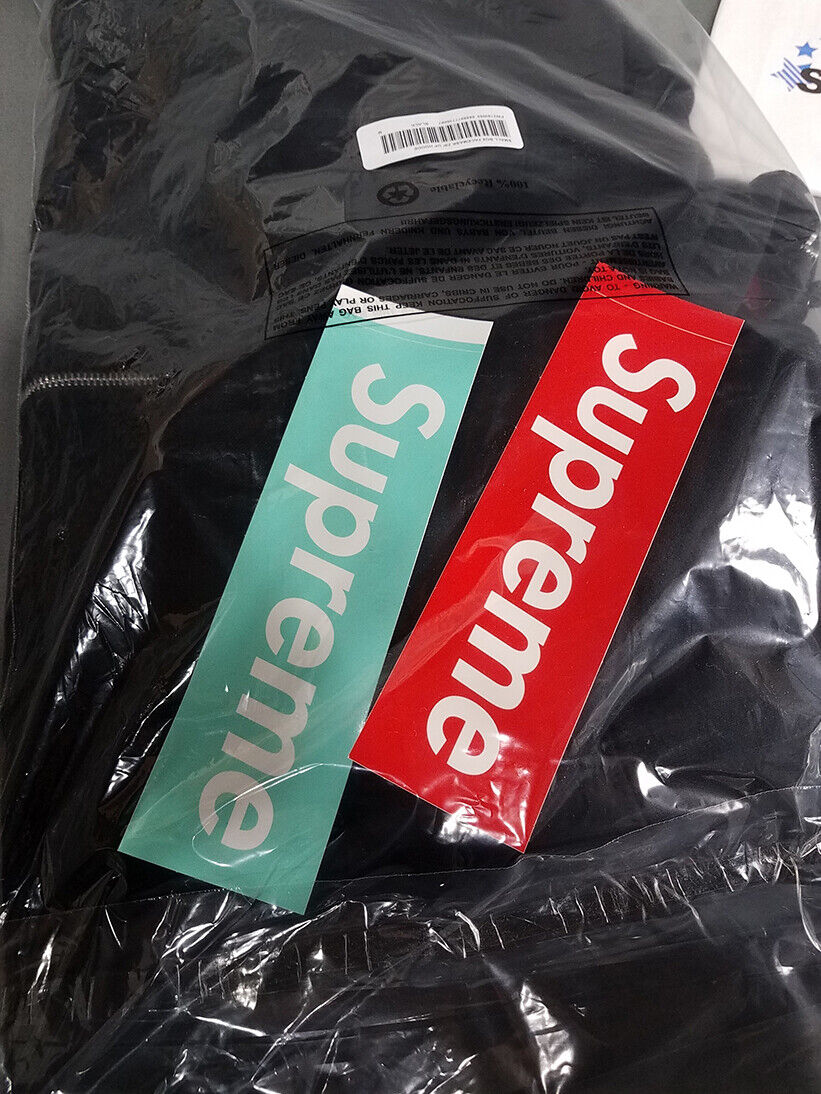 Supreme Small Box Facemask Zip Up Hooded Sweatshirt black with sticker