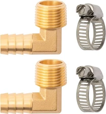 SUNGATOR 1/2'' Elbow Hose 1/2" Barb x NPT Male-2PCS, Brass 