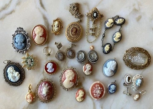 Lot of Vintage Costume Cameo Jewelry