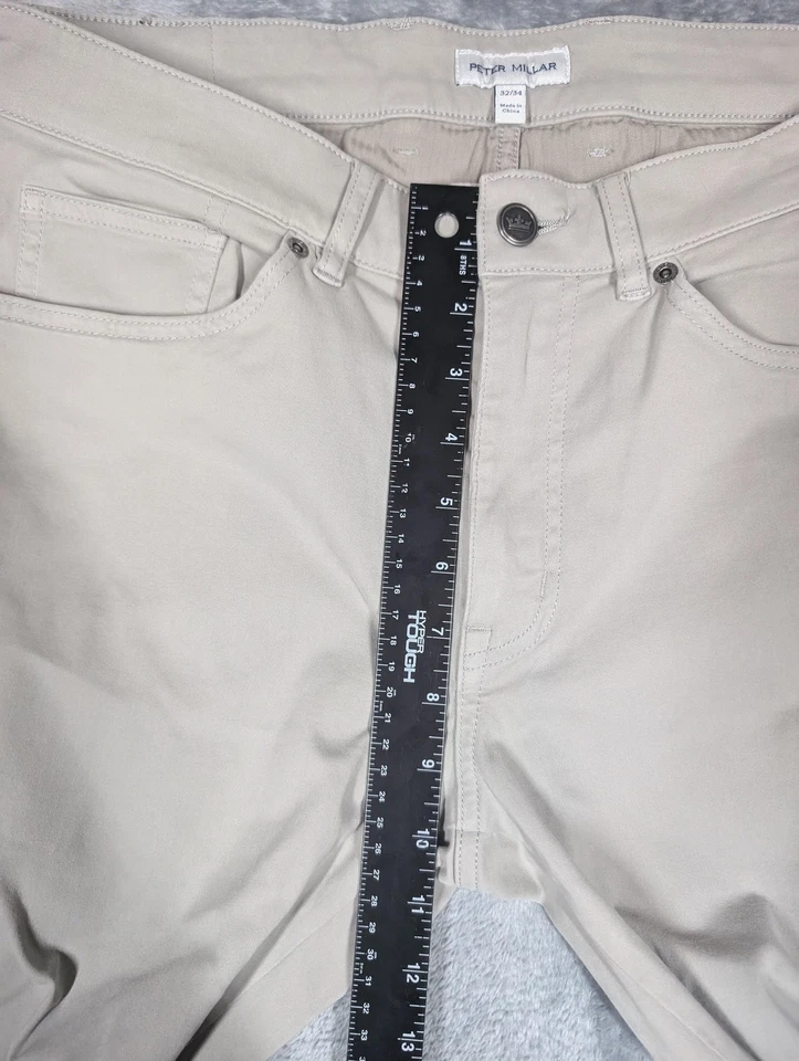Pantalones Peter Millar Para Hombre 32x34 Caqui Firma Satén Clásicos 5 Bolsillos Elastizados Foto 3 de 4