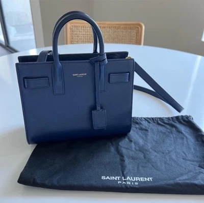 Saint Laurent Blue Leather Exterior Bags & Handbags for Women for