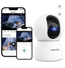 Febfoxs Baby Monitor Security Camera, WiFi Indoor Camera, 360-Degree Smart 1080P