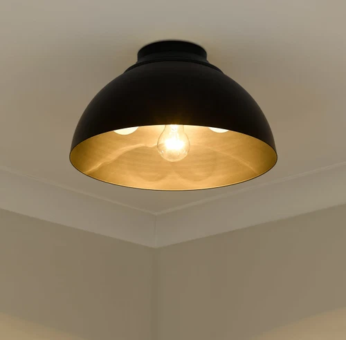 Golden Lighting 6956-FM BLK Zoey 3 Light 14"W Flush Mount Ceiling - Olympic Gold - Picture 2 of 4