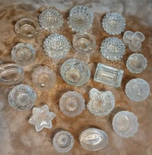 Antique Vintage open Salt Cellars lot/22 Mixed Patterns Replacement Cut Glass +