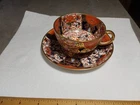 DAVENPORT FOOTED TEACUP AND SAUCER - IMARI  - 1870'S