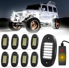 8 Pods White Rock Light Kit with Wired Switch - 8 Wire Set,