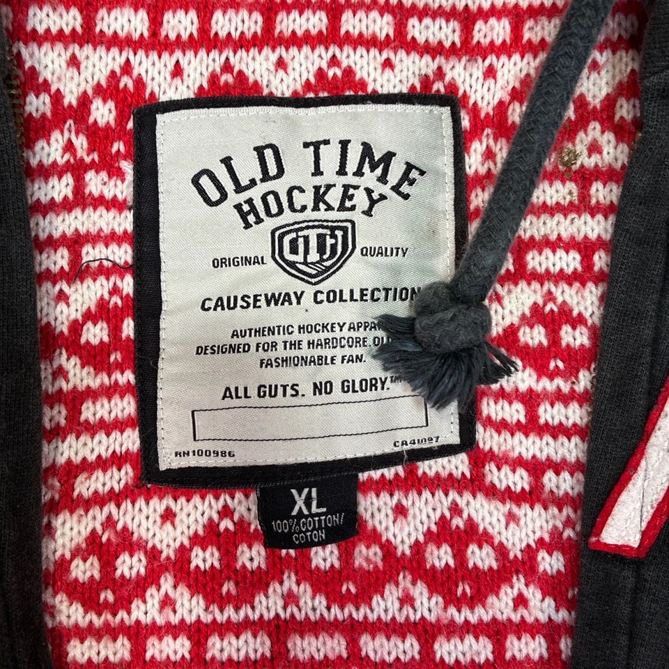 Chaqueta con Capucha Old Time Hockey Para Hombres XL Equipo Canadá Negra Roja Blanca Defectos Cremallera Foto 2 de 4