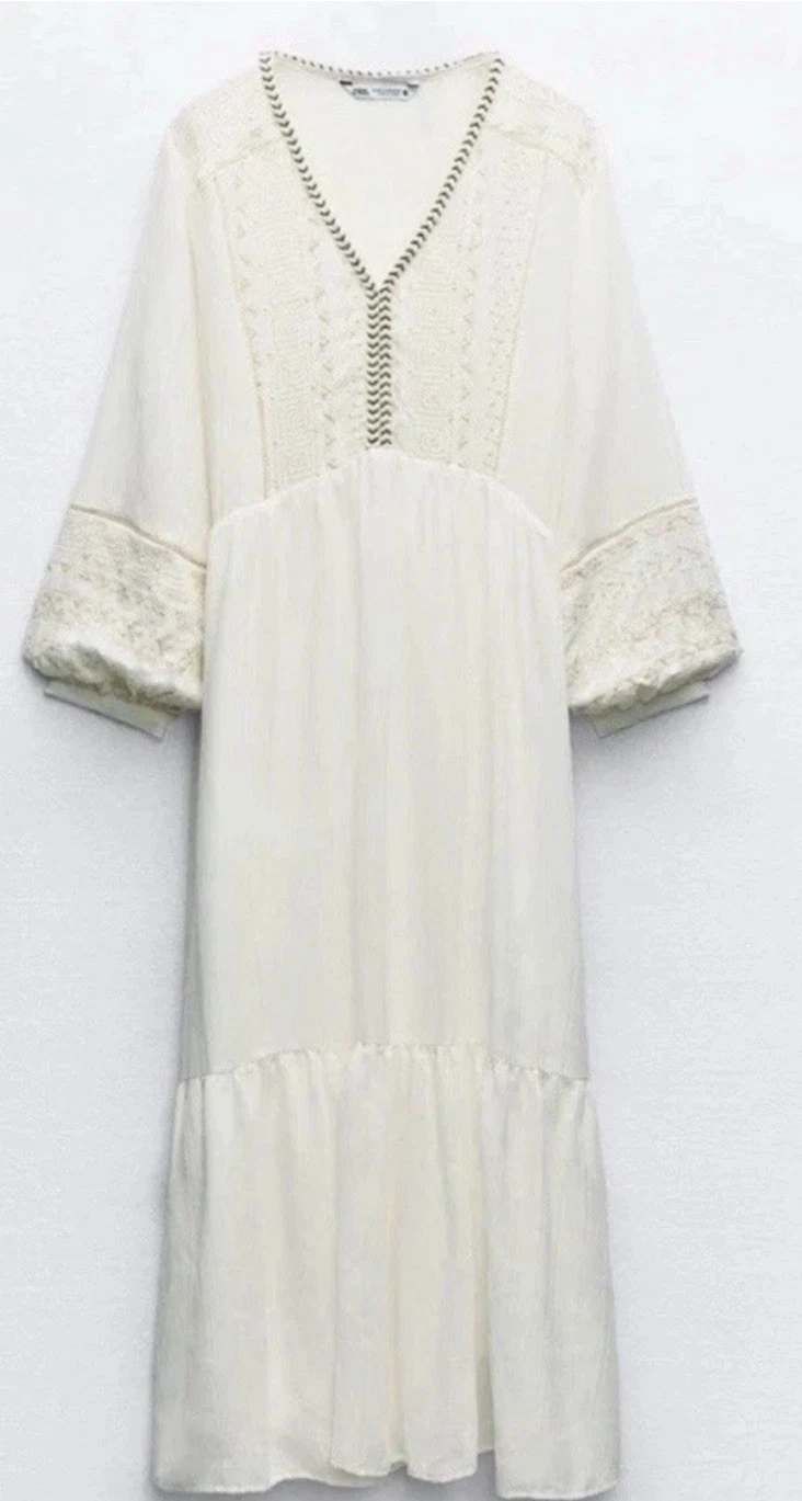 ZARA NWT WOMAN EMBROIDERED MAXI DRESS SAND Size L Ref 2298/091
Opens in a new window or tab