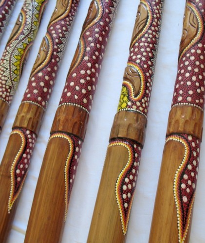 SHIPS FREE! +BAG! ABORIGINAL DIGERIDOO SNAKE HANDCARVED DOT-PAINTED dijeridoo - Picture 3 of 12