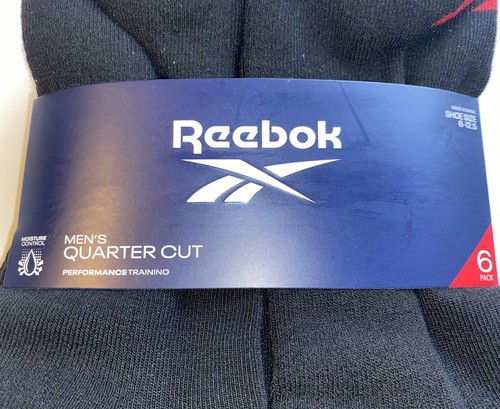 Reebok Quarter Socken 6 Paar Herren 6-12,5 schwarz mit rot grau großer Absatz Logo Kissen - Bild 2 von 10